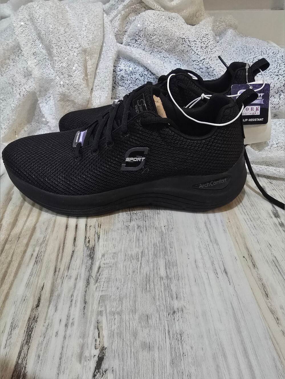 S Sport by Skechers Arch Comfort Work Vivee sneakers in black New Size 9